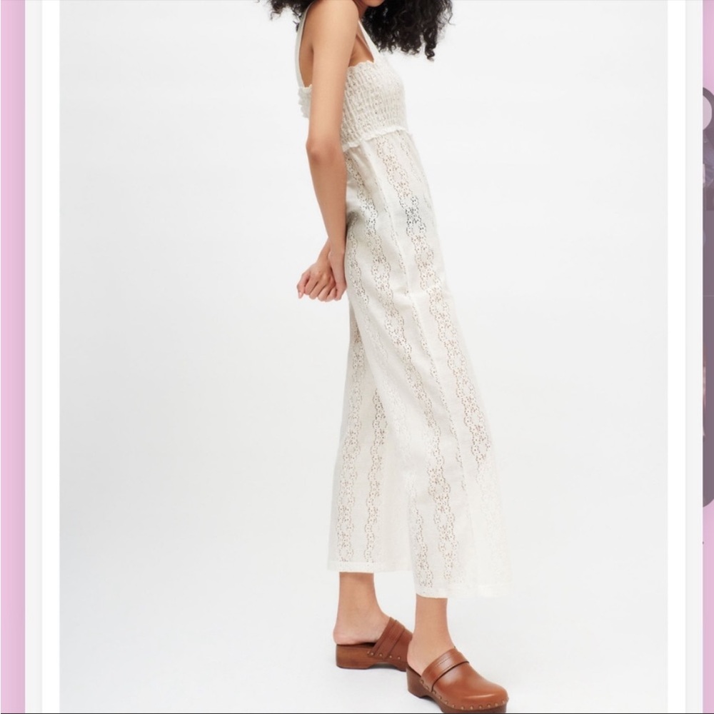 Zara NWT Embroidered Eyelet Cropped Jumpsuit - Picture 4 of 13